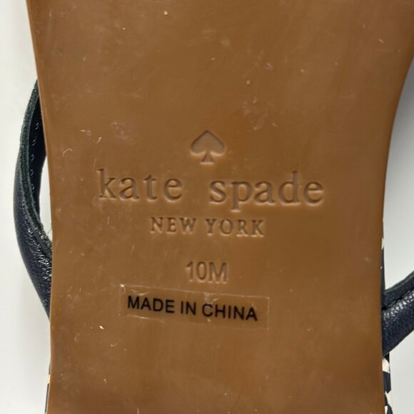 Kate Spade Women's Mistic Navy Bow Leather Thong Sandals Size 10M - Picture 9 of 9